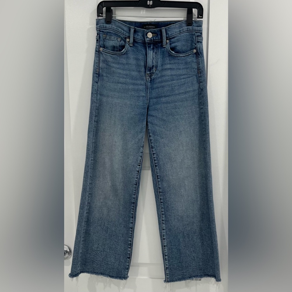 BANANA REPUBLIC Premium Denim High-Rise Wide-Leg Crop Jeans, Size 25